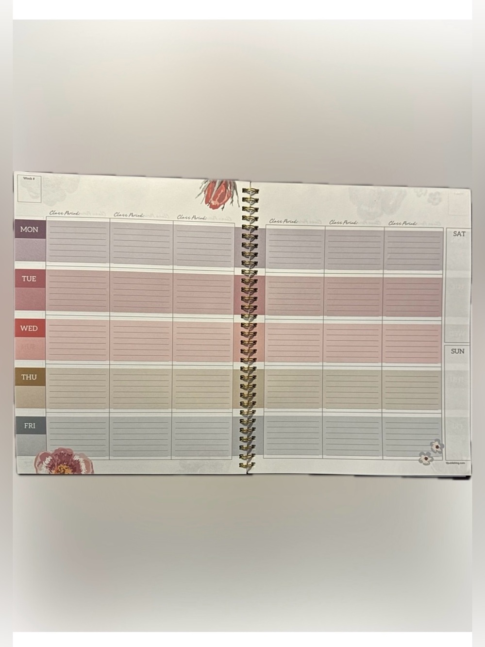 NWT - Floral Open-Dated Teacher Planner - 8.5” x 11” - Navy & Pink - Picture 8 of 11